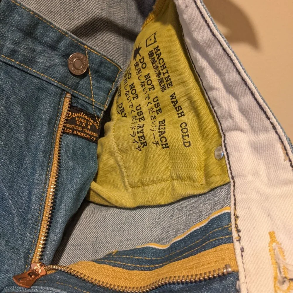 Civilianaire Gold Japanese Selvedge Denim Slim Jeans Size 32 Blue Dark Wash - Picture 9 of 14